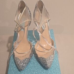 Betsey Johnson Silver Glitter Heels